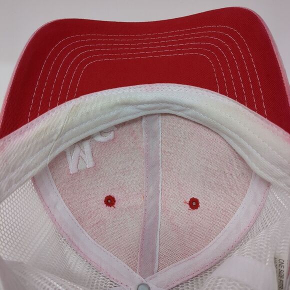 MG Boise ID Strapback Trucker Hat Red One Size Mesh Back Colorblock - Picture 7 of 9